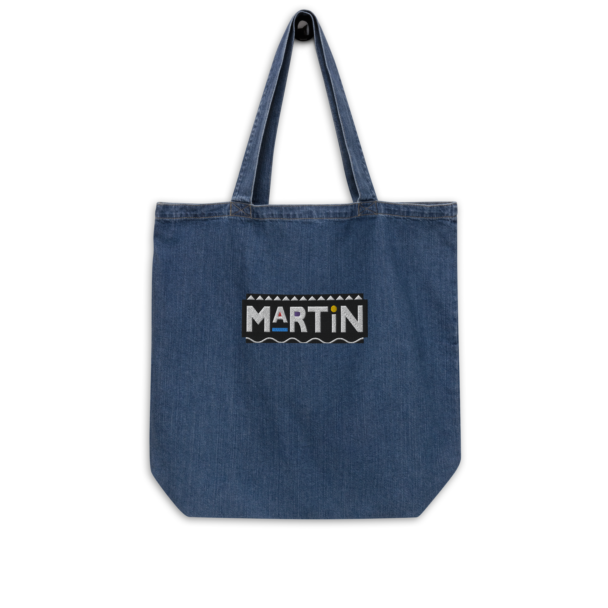 Martin Logo Embroidered Denim Tote Bag
