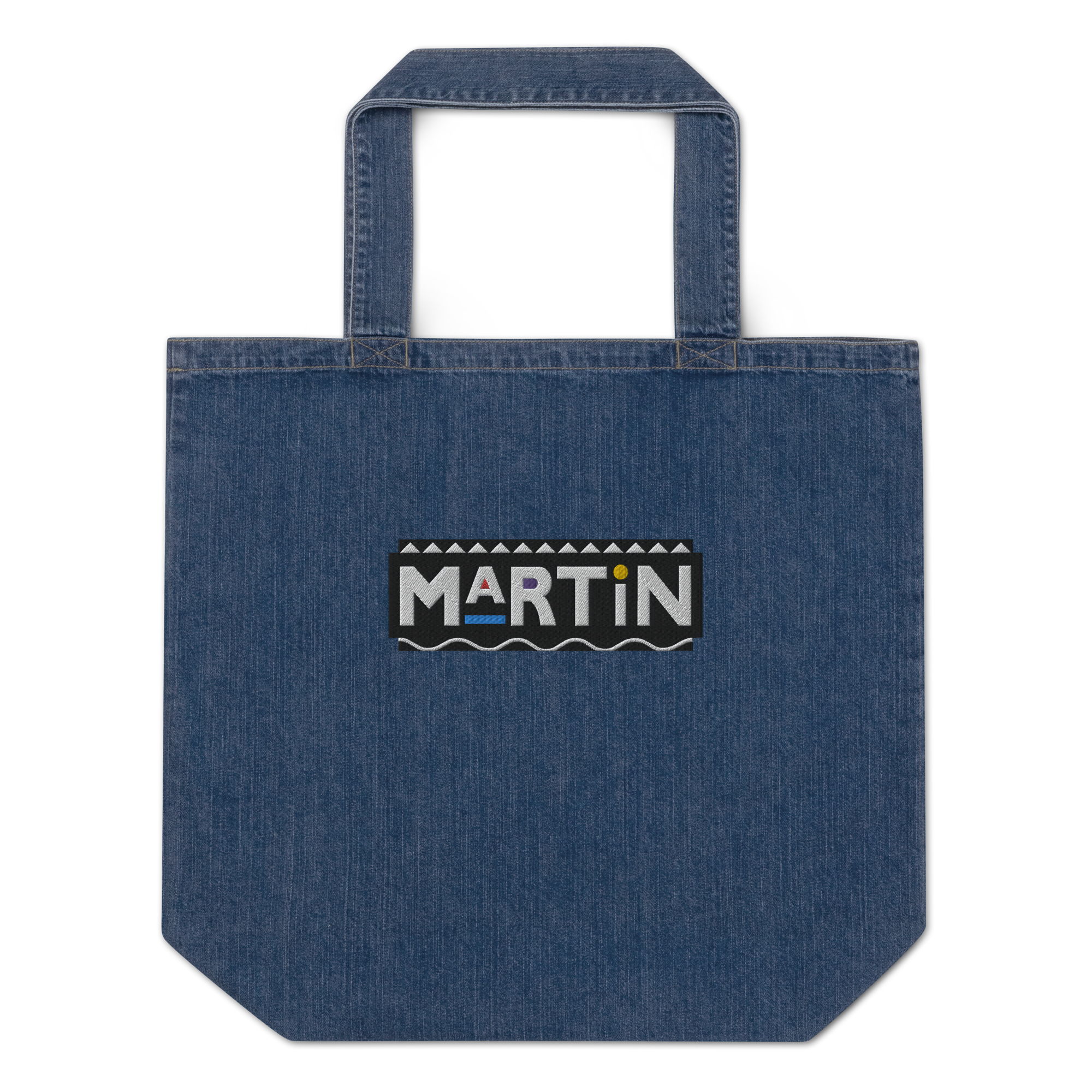 Martin Logo Embroidered Denim Tote Bag