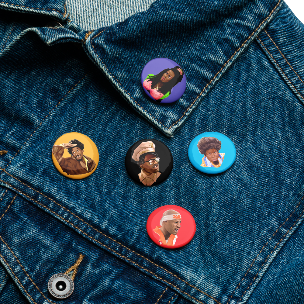 Set 1 of Character Pin Buttons